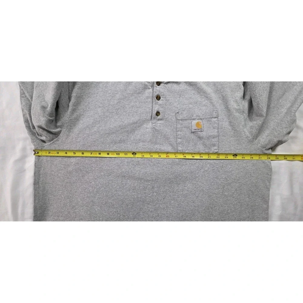 Carhartt Long-sleeved Henley Loose Fit Shirt Heather Grey Men's 2XL‎